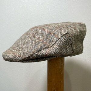 Vintage Dunn & Co Rutland County Cap Wool Cabbie Newsboy Brown Tweed Size 7
